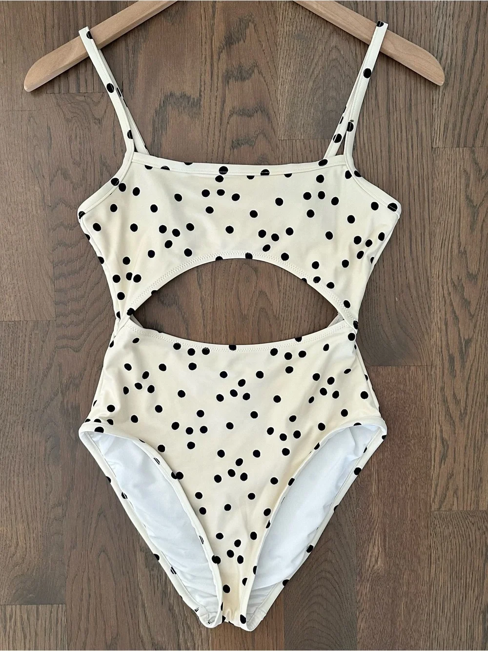 Madewell Second Wave Cutout One-Piece Swimsuit in Pearl Ivory Dot Toss Small